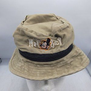 Vintage Walt Disney World Kids Tan Bucket Hat Outdoors Casual Comfort Mickey